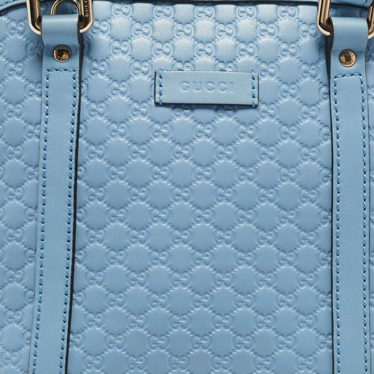 Pre Owned Gucci Light Blue Microguccissima Leather Mini Nice Dome Bag