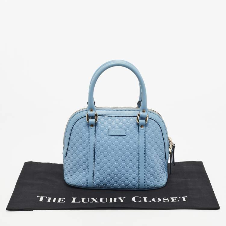 Pre Owned Gucci Light Blue Microguccissima Leather Mini Nice Dome Bag