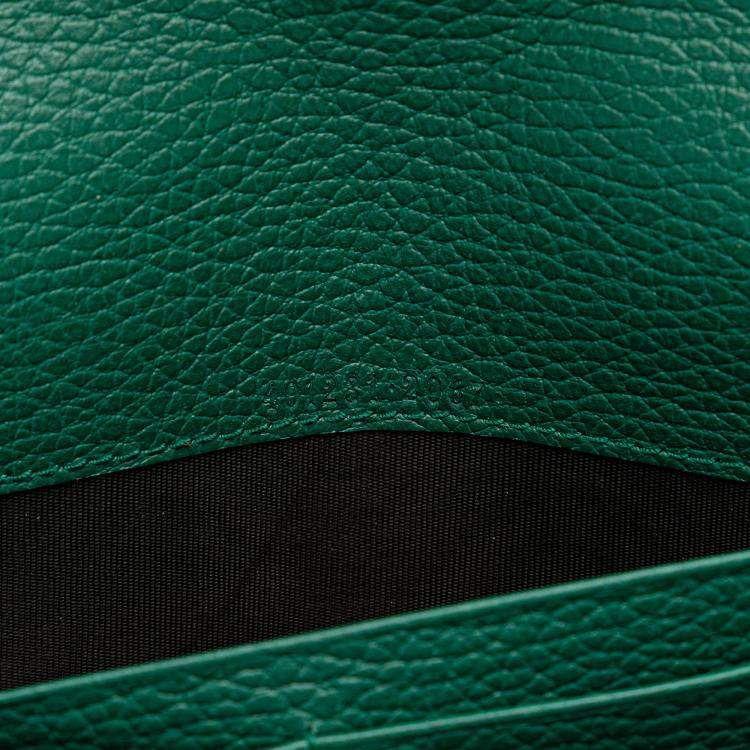 Pre Owned Gucci Green Mini Leather Dionysus Wallet on Chain