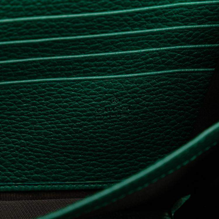 Pre Owned Gucci Green Mini Leather Dionysus Wallet on Chain