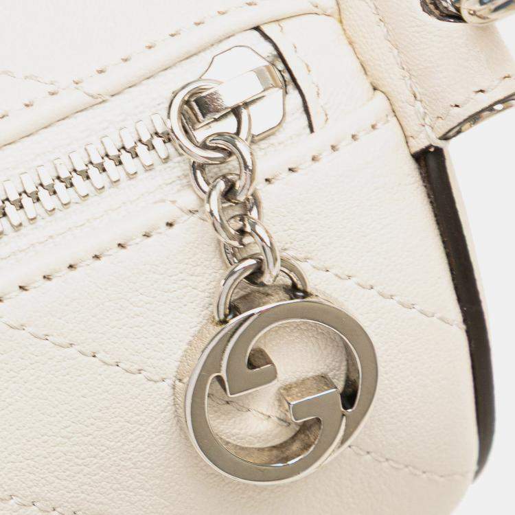 Pre Owned Gucci White Mini Leather Blondie Barrel Shoulder Bag