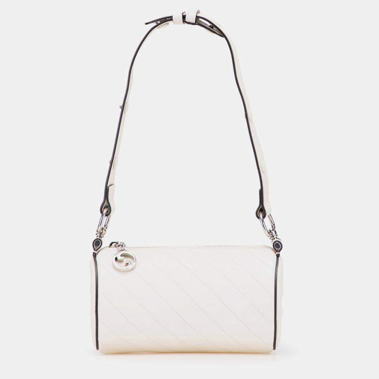Pre Owned Gucci White Mini Leather Blondie Barrel Shoulder Bag