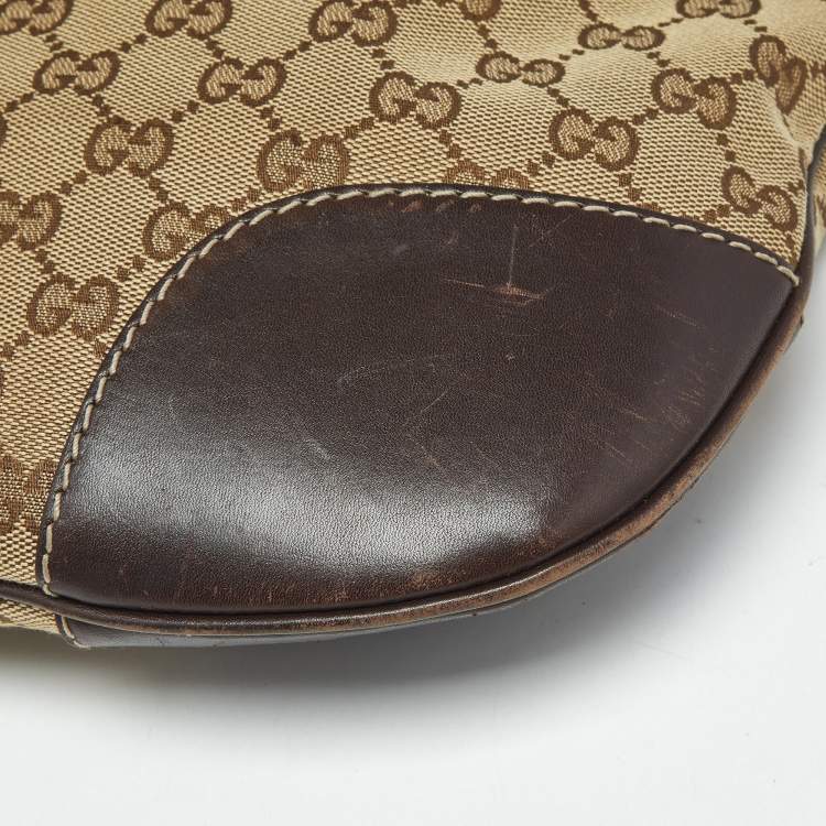 Pre Owned Gucci Beige/Brown GG Canvas and Leather Lovely Heart Crossbody Bag