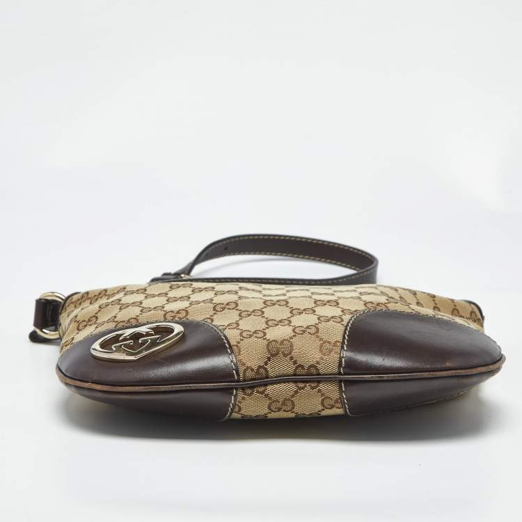 Pre Owned Gucci Beige/Brown GG Canvas and Leather Lovely Heart Crossbody Bag