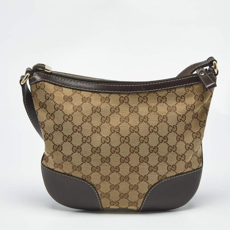 Pre Owned Gucci Beige/Brown GG Canvas and Leather Lovely Heart Crossbody Bag