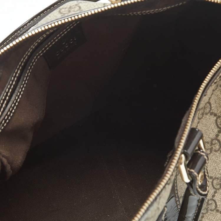 Pre Owned Gucci Brown/Beige GG Supreme Canvas and Leather Medium Joy Boston Bag