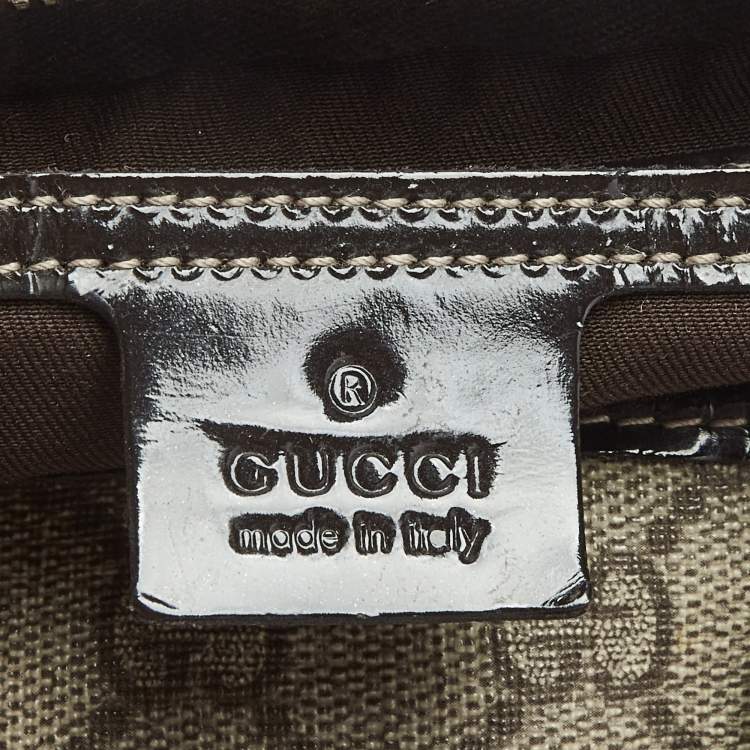 Pre Owned Gucci Brown/Beige GG Supreme Canvas and Leather Medium Joy Boston Bag