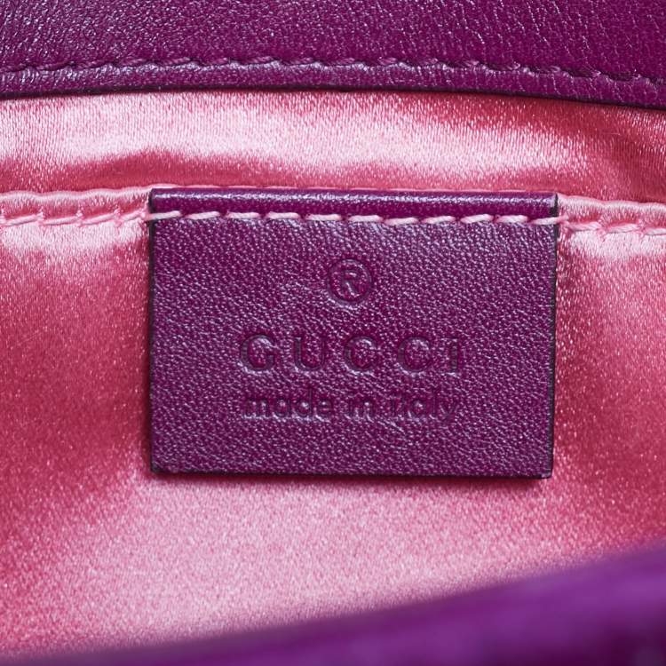 Pre Owned Gucci Purple Matelassé Velvet Mini GG Marmont Shoulder Bag