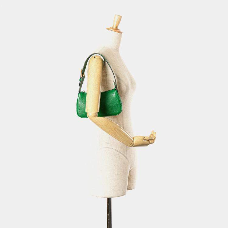 Pre Owned Gucci Green Mini Leather Aphrodite Shoulder Bag