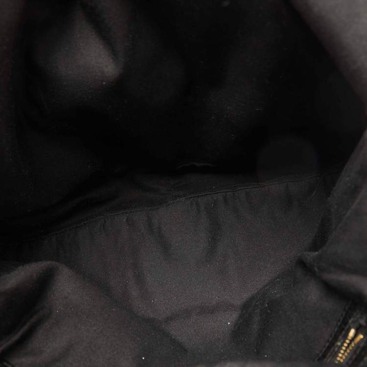 Pre Owned Gucci Black GG Canvas Web Detail Metal Bamboo Hobo