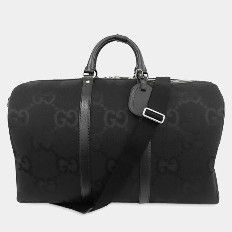 Pre Owned Gucci Black Large Jumbo GG Canvas Duffle Bag
