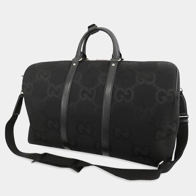 Pre Owned Gucci Black Large Jumbo GG Canvas Duffle Bag
