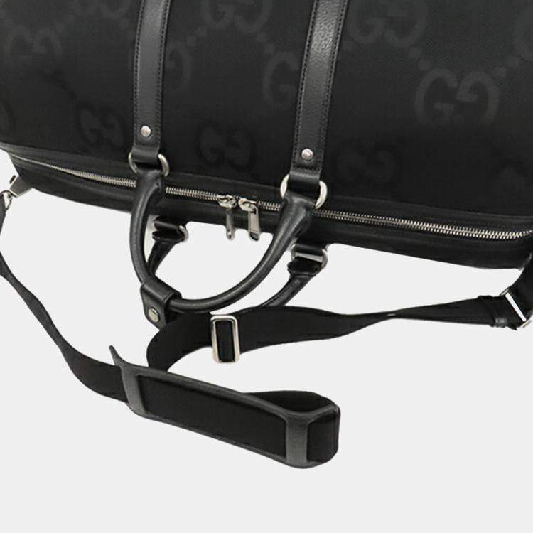 Pre Owned Gucci Black Large Jumbo GG Canvas Duffle Bag