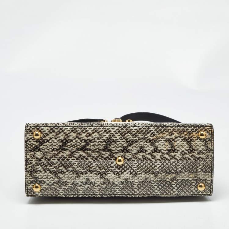 Pre Owned Gucci Beige/Magenta Python Small Padlock Top Handle Bag