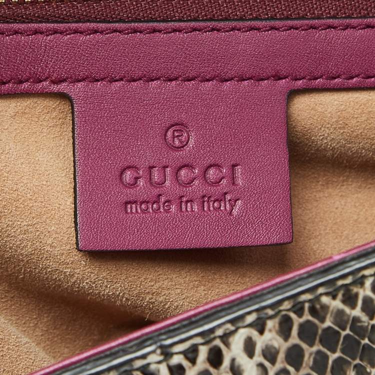 Pre Owned Gucci Beige/Magenta Python Small Padlock Top Handle Bag
