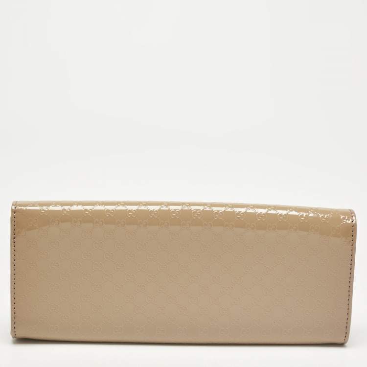 Pre Owned Gucci Old Rose Microguccissima Patent Leather Broadway Clutch