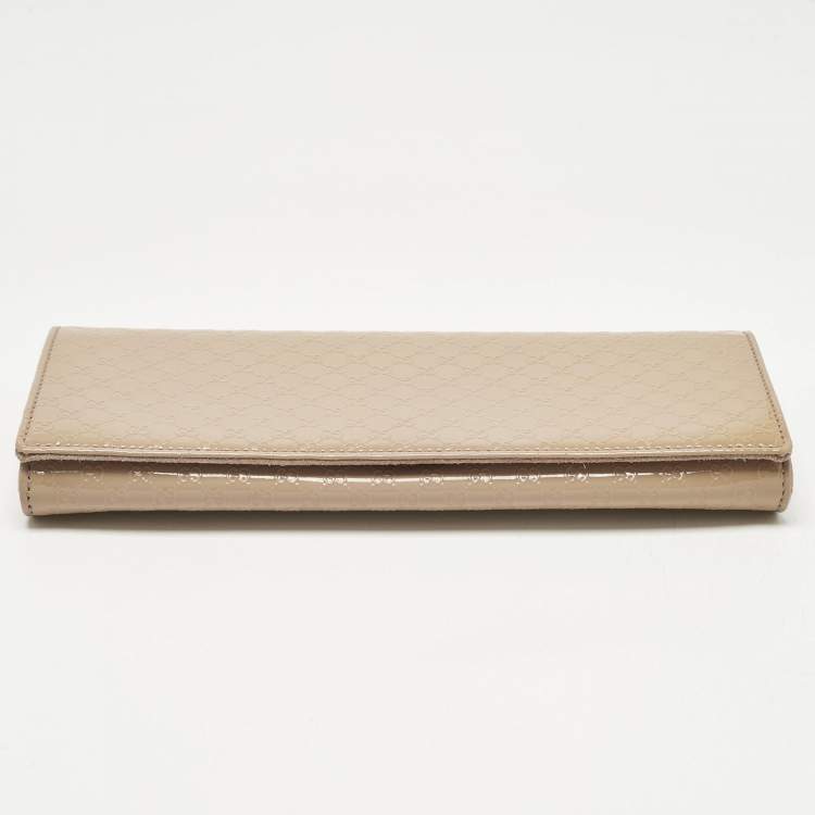 Pre Owned Gucci Old Rose Microguccissima Patent Leather Broadway Clutch