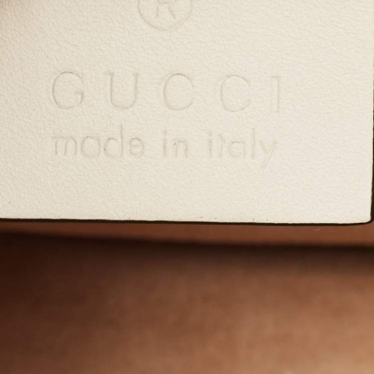 Pre Owned Gucci Off White Leather Mini Web Sylvie Top Handle Bag