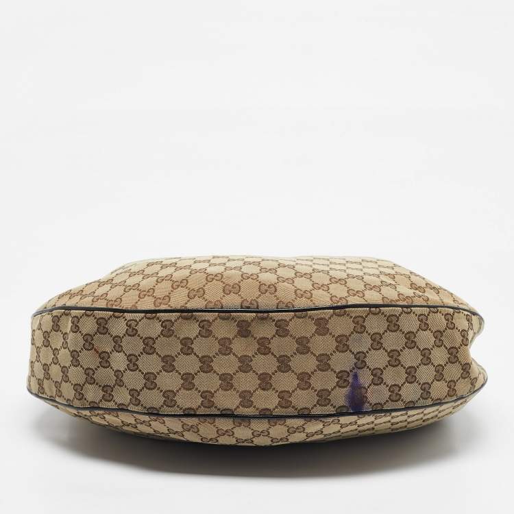 Pre Owned Gucci Black/Beige Canvas Large Full Moon Hobo