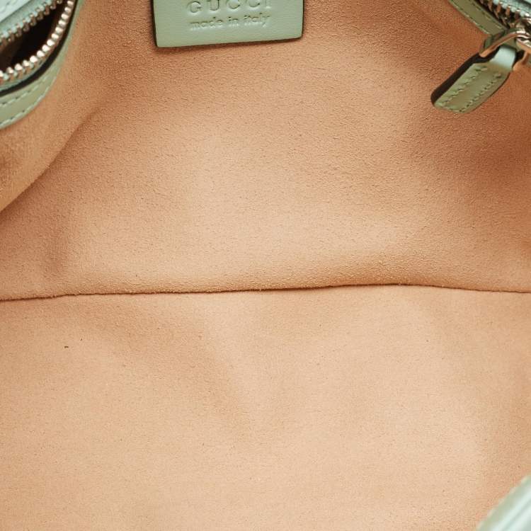 Pre Owned Gucci Mint Green Matelasse Leather Small GG Marmont Shoulder Bag