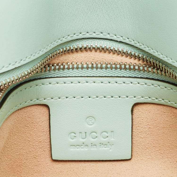 Pre Owned Gucci Mint Green Matelasse Leather Small GG Marmont Shoulder Bag