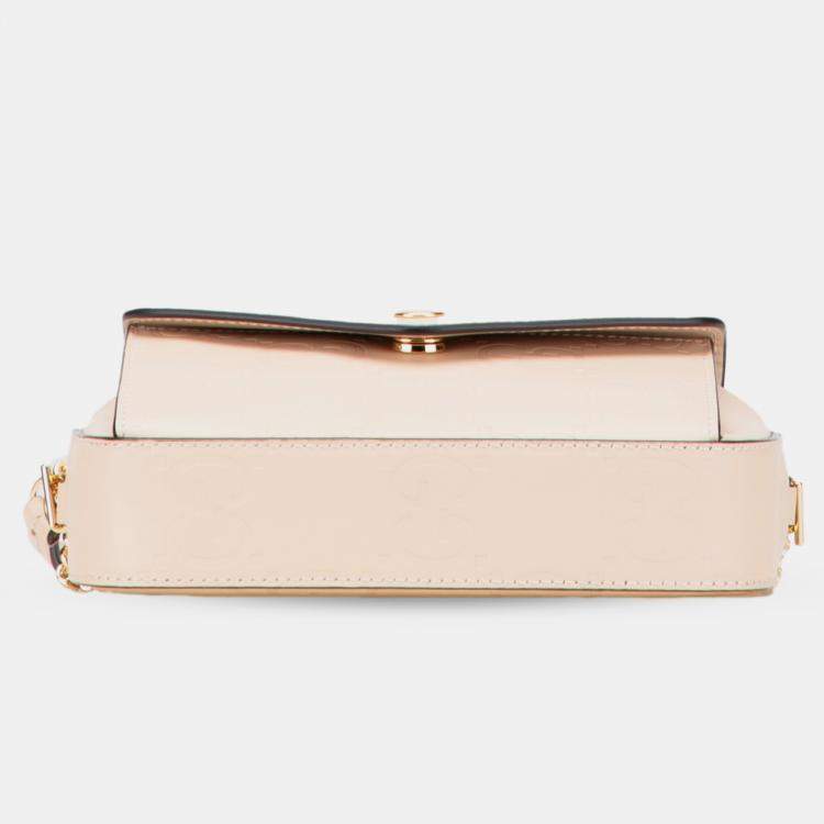 Pre Owned Gucci Beige Super Mini GG Debossed Calf Chain Wallet