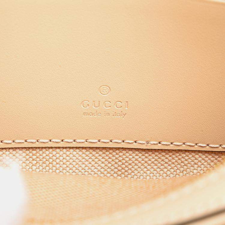 Pre Owned Gucci Beige Super Mini GG Debossed Calf Chain Wallet