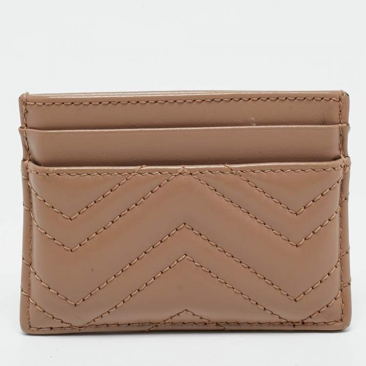 مملوكة مسبقًا Gucci Dusty Pink Matelassé Leather GG Marmont Card Holder