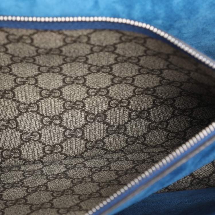 Pre Owned Gucci Beige GG Supreme Canvas and Suede Medium Crystals Embellished Dionysus Shoulder Bag