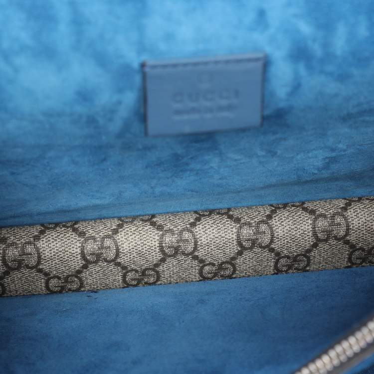 Pre Owned Gucci Beige GG Supreme Canvas and Suede Medium Crystals Embellished Dionysus Shoulder Bag