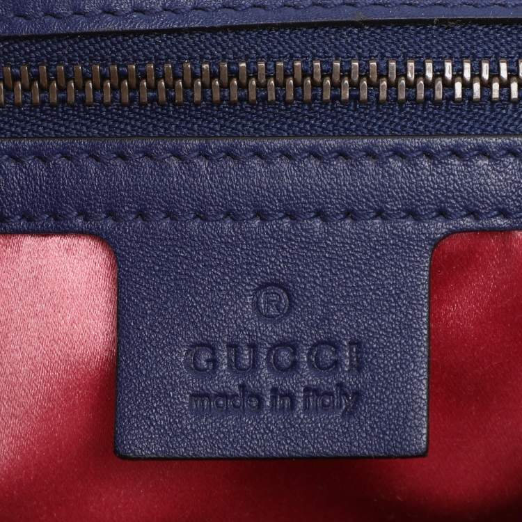 Pre Owned Gucci Blue Matelassé Velvet Floral Modern Embroidered GG Marmont Shoulder Bag