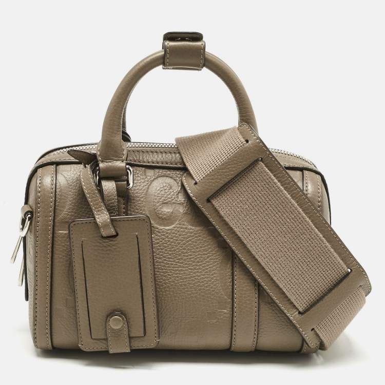 Pre Owned Gucci Beige Jumbo GG Leather Mini Duffel Bag