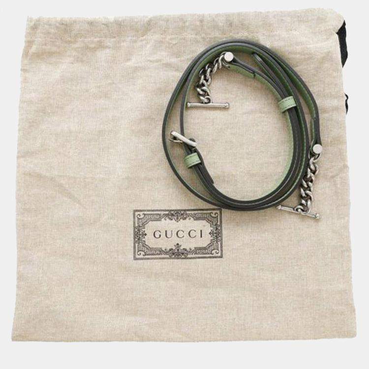 Pre Owned Gucci Green Mini Leather Petite GG Satchel