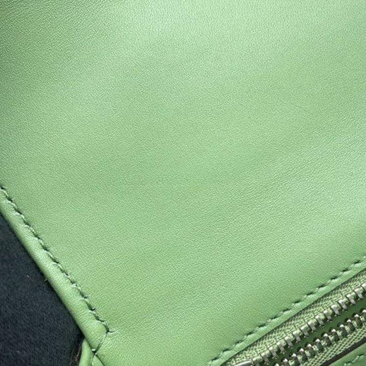 Pre Owned Gucci Green Mini Leather Petite GG Satchel
