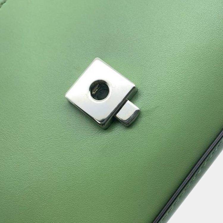 Pre Owned Gucci Green Mini Leather Petite GG Satchel