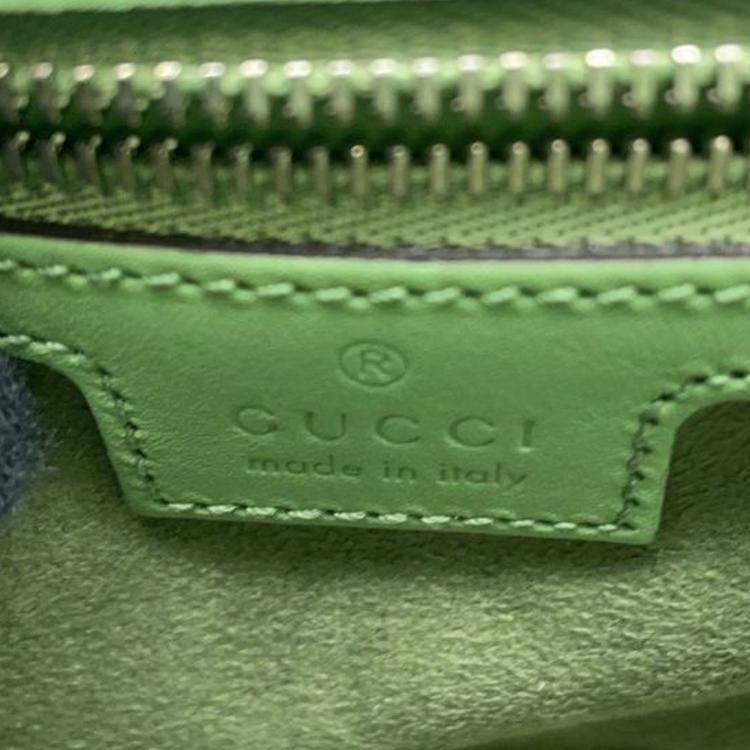 Pre Owned Gucci Green Mini Leather Petite GG Satchel
