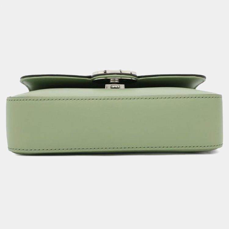 Pre Owned Gucci Green Mini Leather Petite GG Satchel