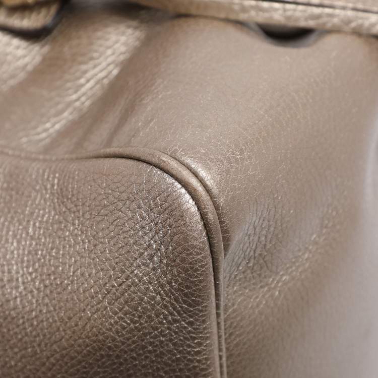 Pre Owned Gucci Metallic Beige Leather Large Soho Chain Bag