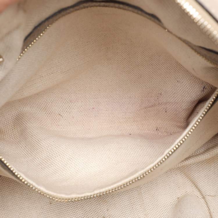 Pre Owned Gucci Metallic Beige Leather Large Soho Chain Bag