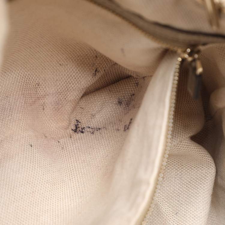 Pre Owned Gucci Metallic Beige Leather Large Soho Chain Bag