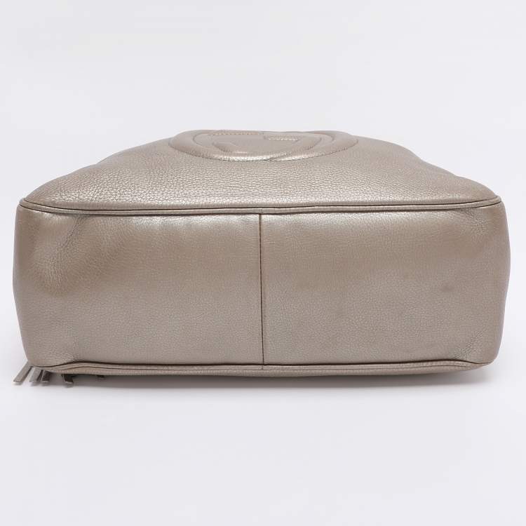 Pre Owned Gucci Metallic Beige Leather Large Soho Chain Bag