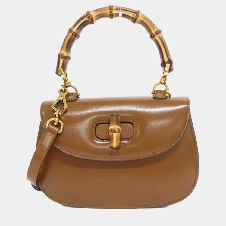 Pre Owned Gucci Bamboo 1947 Brown Leather Handbag