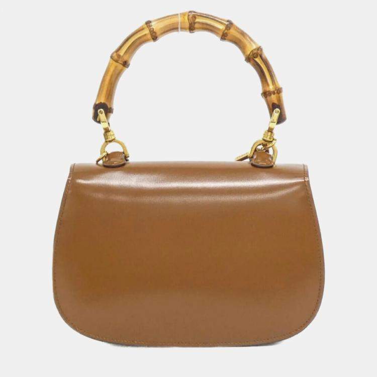 Pre Owned Gucci Bamboo 1947 Brown Leather Handbag
