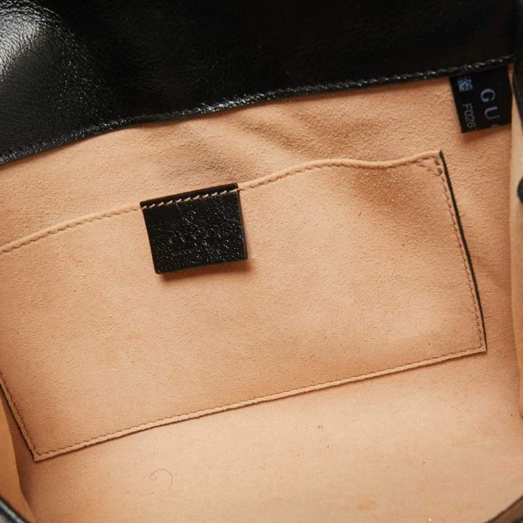 Pre Owned Gucci Black Leather Web Rajah Small Flap Shoulder Bag