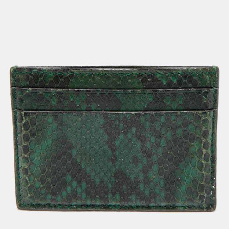 Pre Owned Gucci Dark Green/Black Python Card Holder