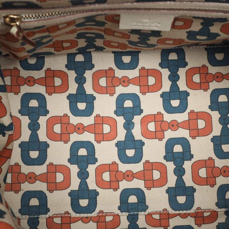 Pre Owned Gucci Off White Guccissima Leather Small Treasure Boston Bag