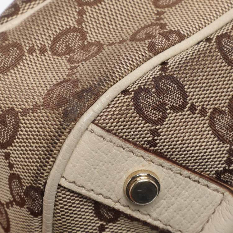 Pre Owned Gucci Beige GG Canvas and Leather Medium Abbey D-Ring Hobo