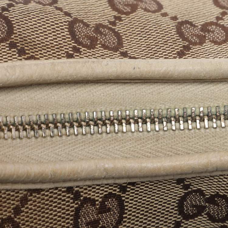 Pre Owned Gucci Beige GG Canvas and Leather Medium Abbey D-Ring Hobo