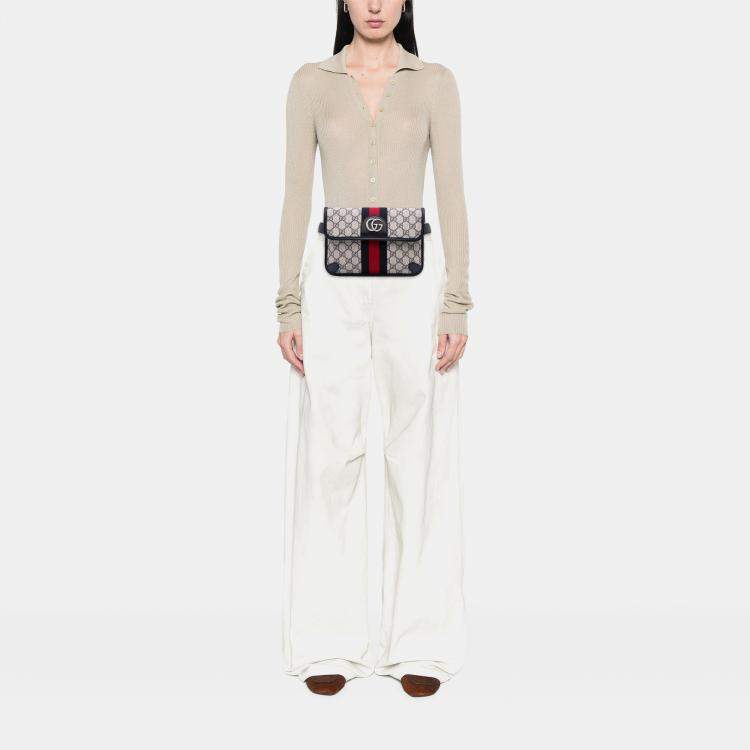 Pre Owned Gucci Beige GG Supreme Ophidia Belt Bag