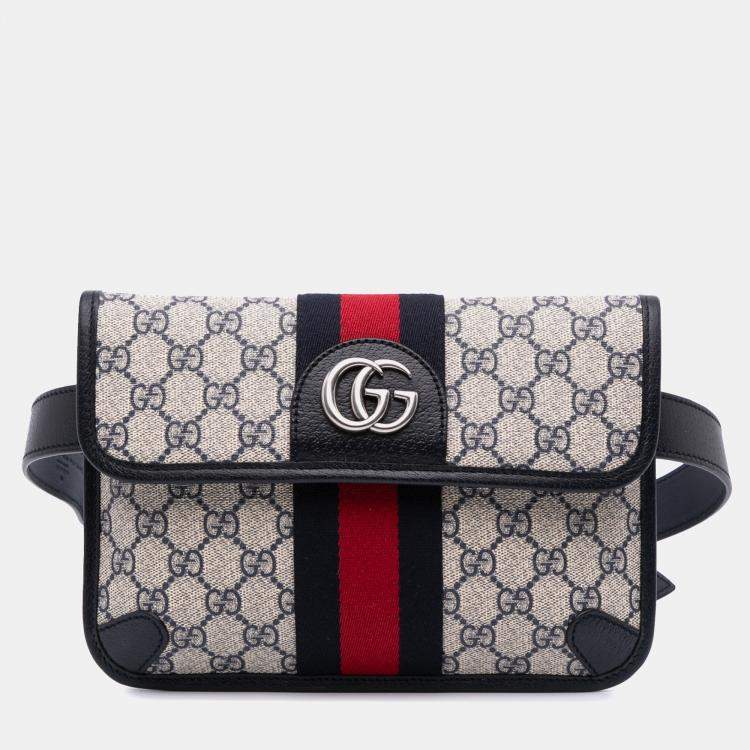 Pre Owned Gucci Beige GG Supreme Ophidia Belt Bag